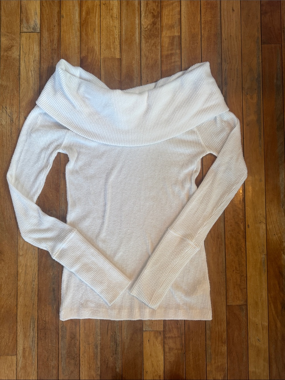 Free People Off-Shoulder Ribbed Long-Sleeve Sweater - White